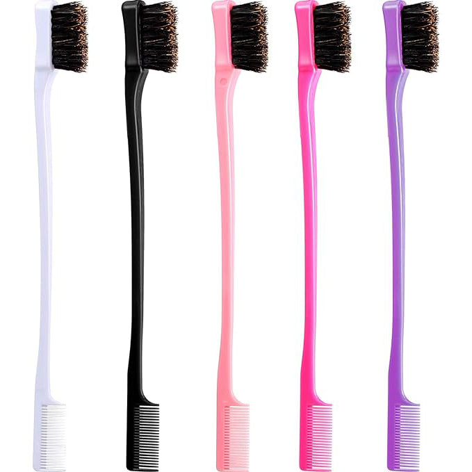 Wholesale Double Sided Edge Control Hair Brush Comb (MOQ 100qty) (color randomly shipped)