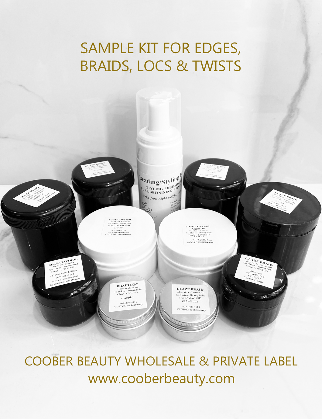 Sample kit edges braids locs twists for Afro-textured curly coarse kinky coily hair